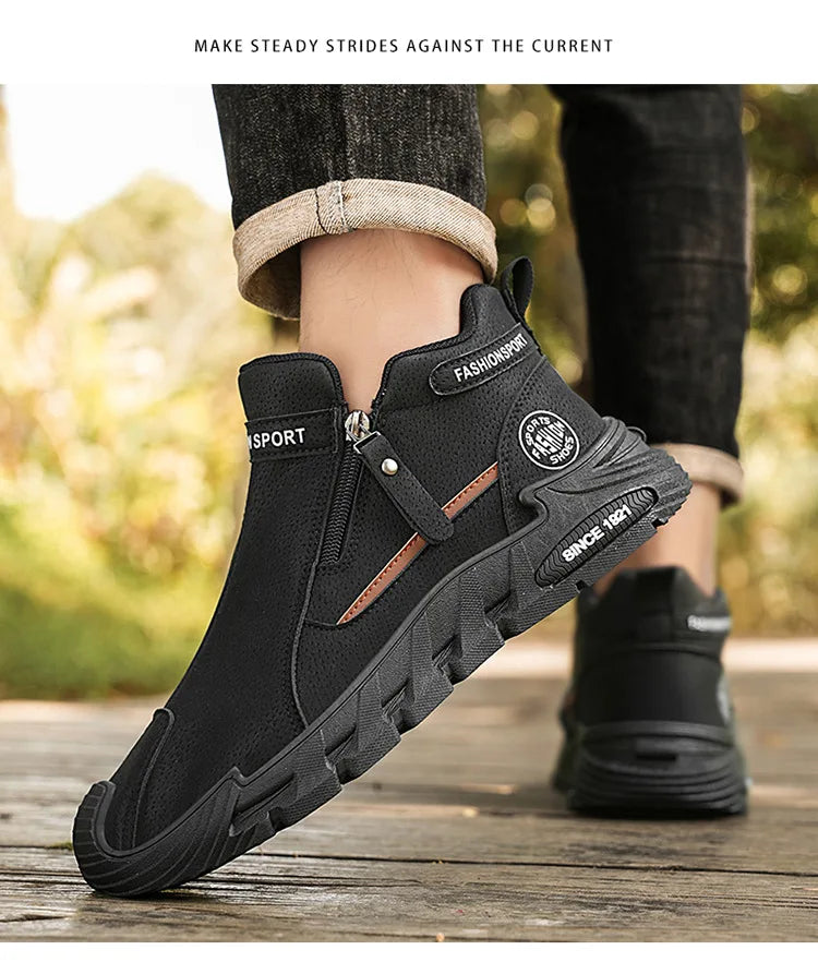 Men's High-Cut Casual Sports Shoes Anti-Slip Wear-Resistant Ankle Boots Outdoor Workwear Footwear for Comfortable Walking