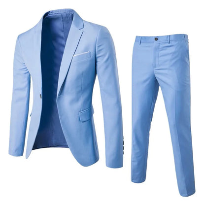 Suits Men Two Piece Sets Pant Set Blazer Turn Down Collar Full Sleeve Slim Fit Tight Waist Coat Long Pants Wedding Fabric Upgade