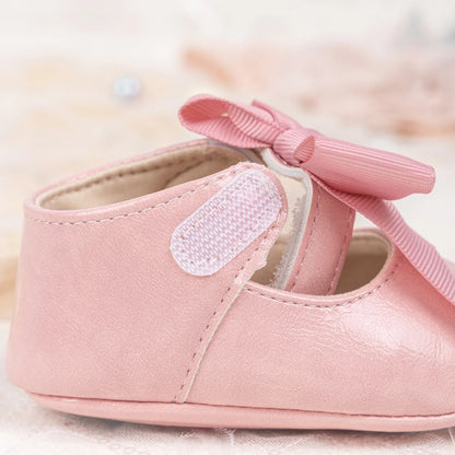 Fashion Baby Girl Casual Leather Shoes Exquisite Lace Bowknot Solid Color Princess Wedding Walking Shoes Soft Non-slip Flat Sole