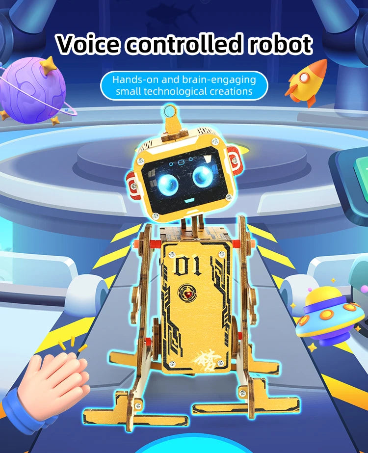 DIY Electric Voice Controlled Robot DIY Science Experiment Kit & Education Model Toy For Children Gift Toy Project