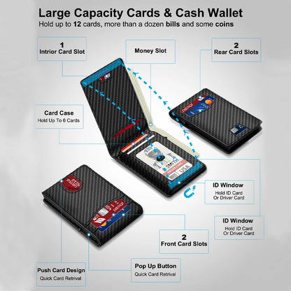 Luxury Brand Mens Wallets Money Bag RFID Bank Credit Card Holder Case Purse Carbon Fiber Leather Bifold Wallets for Men Carteras