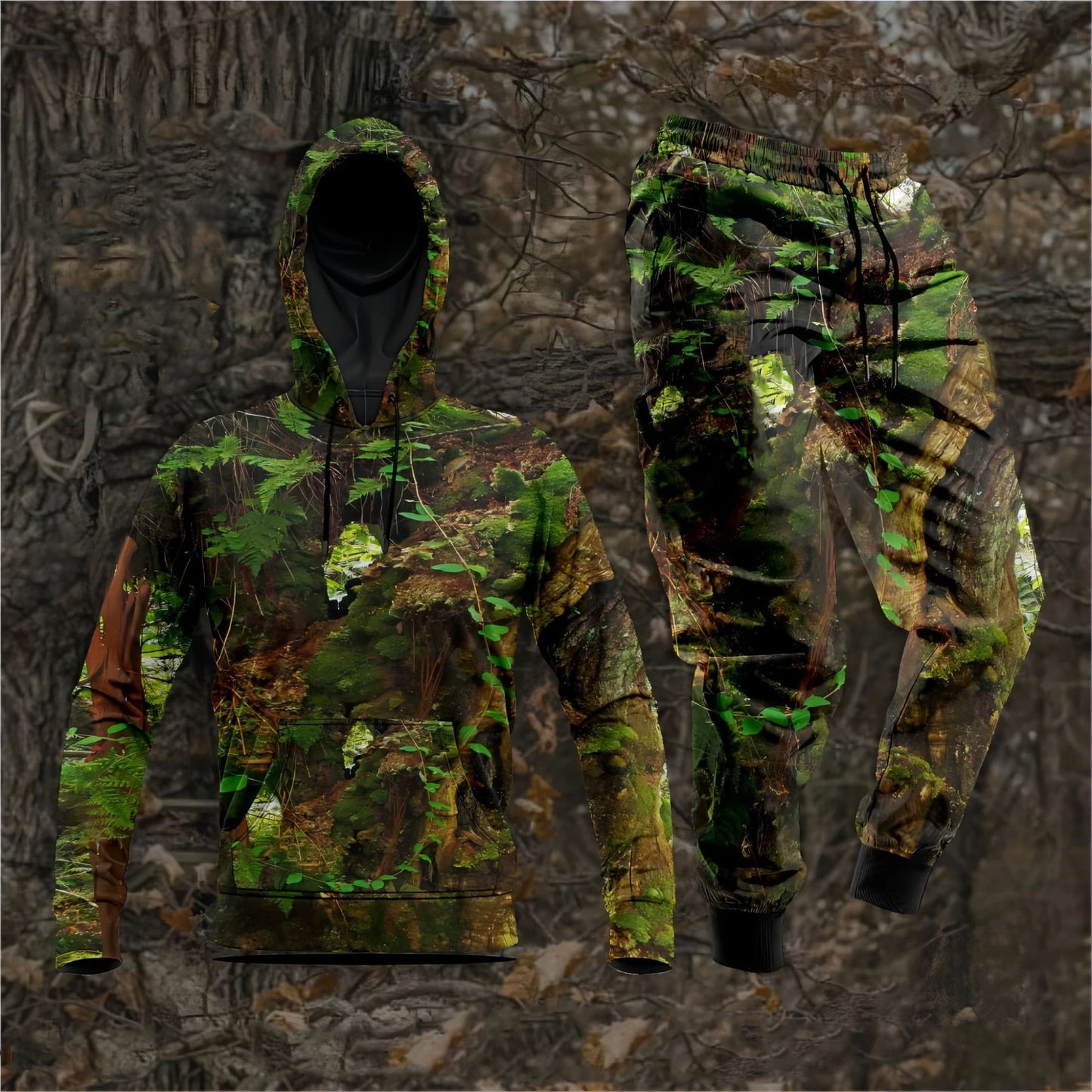 Forest Camouflage 3D Print Hoodies Pants Sets Men's Autumn Sweatshirts Sweatpants Two Piece Suits Outdoor Tracksuit Man Clothing