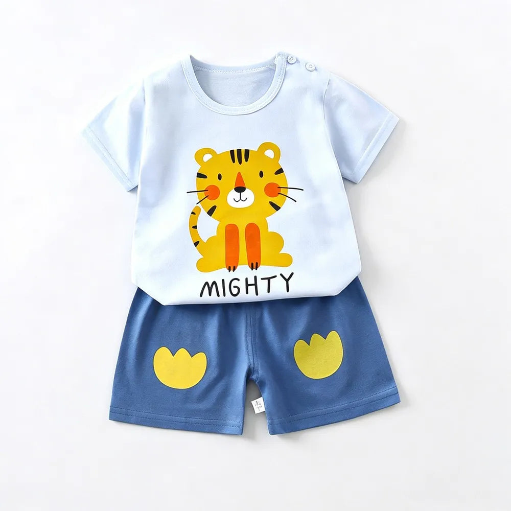 Kids Clothes Set Baby Boy/Girl T-Shirt + Shorts Summer Clothing Cotton Cartoon Casual Boys Tracksuit Children Baby Clothes Set
