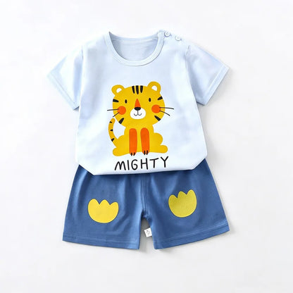 Kids Clothes Set Baby Boy/Girl T-Shirt + Shorts Summer Clothing Cotton Cartoon Casual Boys Tracksuit Children Baby Clothes Set
