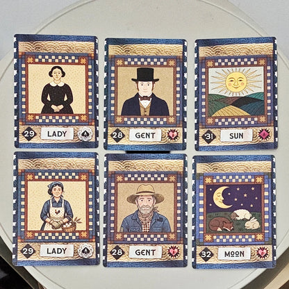 Country Quilts Lenormand Deck, 9*6cm 36-Card Folk Art Divination Deck with Rustic Quilt Pattern on Double-embossed Cardstock