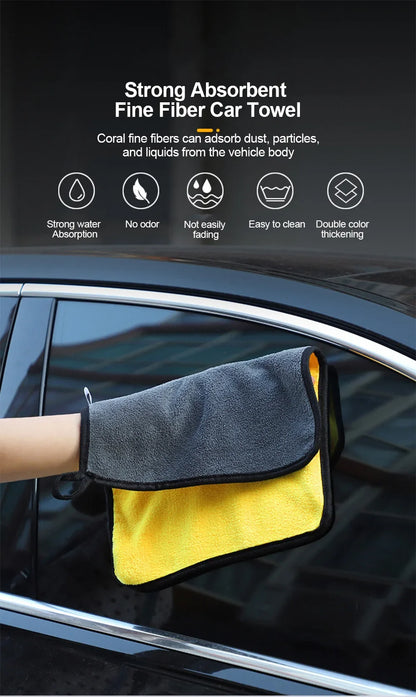 3/5/10Pcs Microfiber Car Wash Towels 30*30CM/30*60cm Double Sided Car Cleaning Drying Cloth for Car Care Kitchen Use