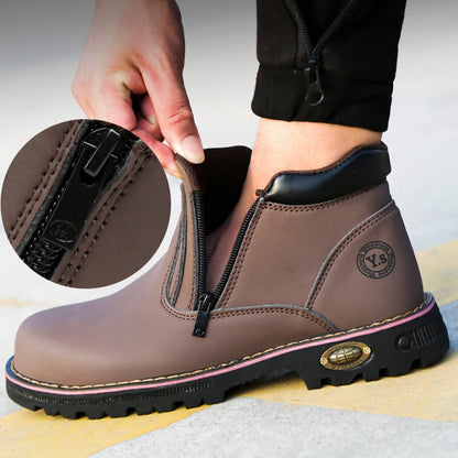 Anti Puncture Anti Smashing Work Boots Safety Steel Toe Shoes Men Waterproof Leather Boots Protective Shoes Safety Men Boots