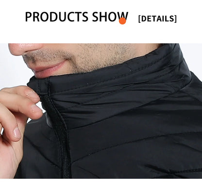 Winter Men's 9-Zone Heated Vest for Cold Protection Electric Heated Vest with Heating Cotton Lining【Power supply not included】