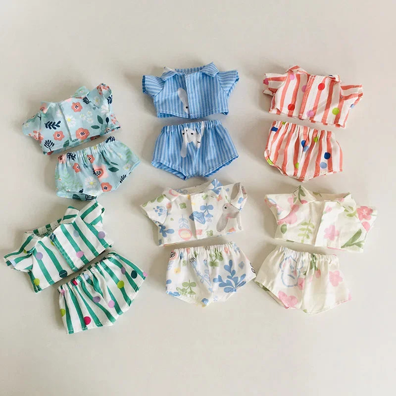 For 15/17cm 3.0 labubu doll cothes Swimsuit Beach skirt beach striped floral shirt shorts For ropa labubu outfit Decorations