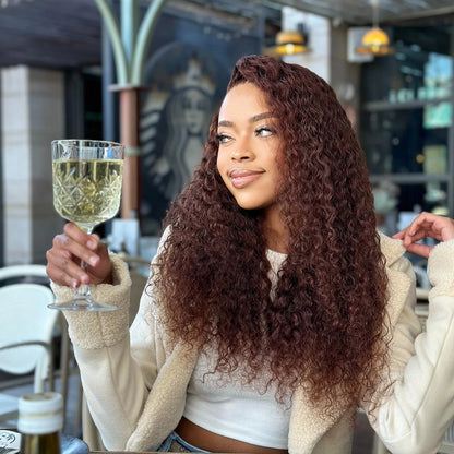 Chocolate Brown 13x6 HD Lace Frontal Wig with 13x4 Curly Deep Wave Human Hair Water Wave Brazilian Style for Women 4x4 Hair