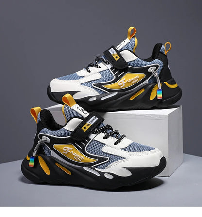 Kid Sneakers Sport Shoes for Boys Fashion Leather Children Breathable Mesh Comfort Shoes Casual Walking Outdoor Running Shoes