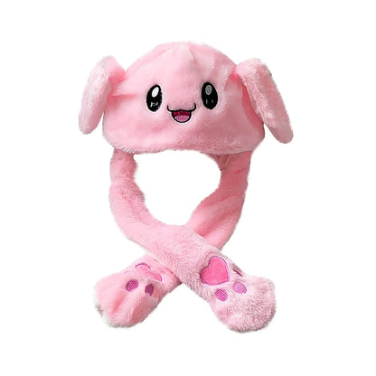 Cute Bunny Hat Ear Moving Jumping Hat Plush Rabbit Hat Cute Cap For Girls Children'S Hats