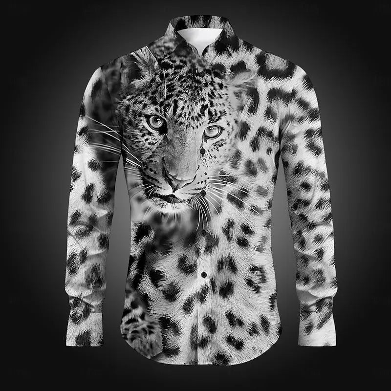 Men's leopard print button down shirt fashion casual men's leopard print new design new soft and comfortable plus size XS-6XL