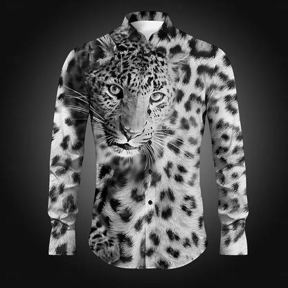 Men's leopard print button down shirt fashion casual men's leopard print new design new soft and comfortable plus size XS-6XL
