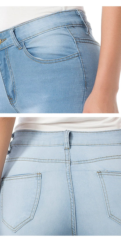 Bleached Distressed Women Pencil Denim Pants Ankle Length Jeans Skinny Washed Pockets High Waist Jean Zipper Fly Casual 2024