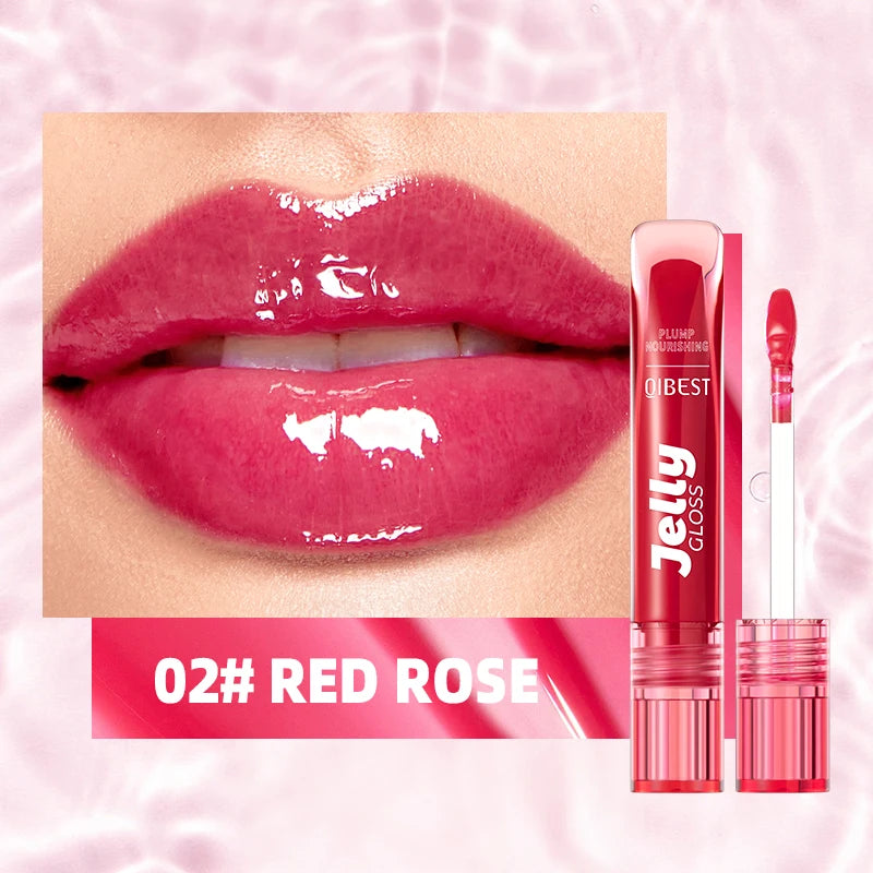 Mirror Water Light Jelly Lip Gloss Shiny Mirror Moisturizer Sexy Red Rose Liquid Lipstick Glitter Lip Oil Glass Lip Stain Makeup