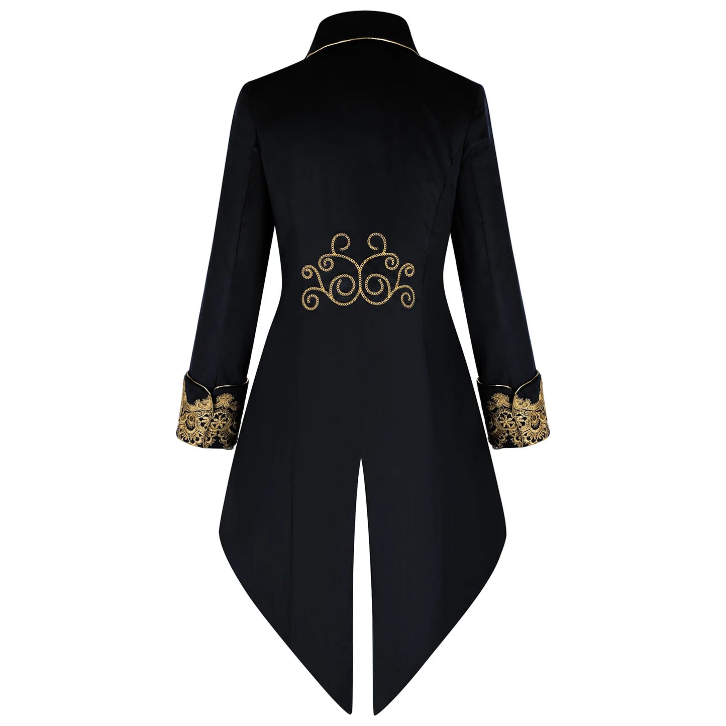 2025 New Blue Lace Tuxedo for Men, Euro- American Medieval Vintage Men's Tailcoat Jacket,medium Length Punk Performance Costume