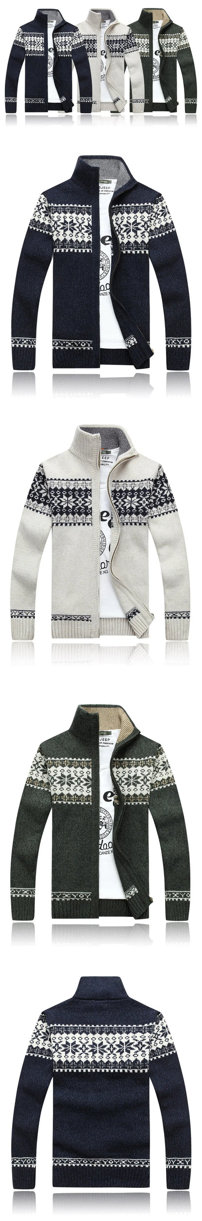 2026 Men's Warm Knitted Jackets Thick Long Sleeve Warm Sweater Coat Printted Casual Cardigan Male Jackets Cardigan Plus Size 5XL