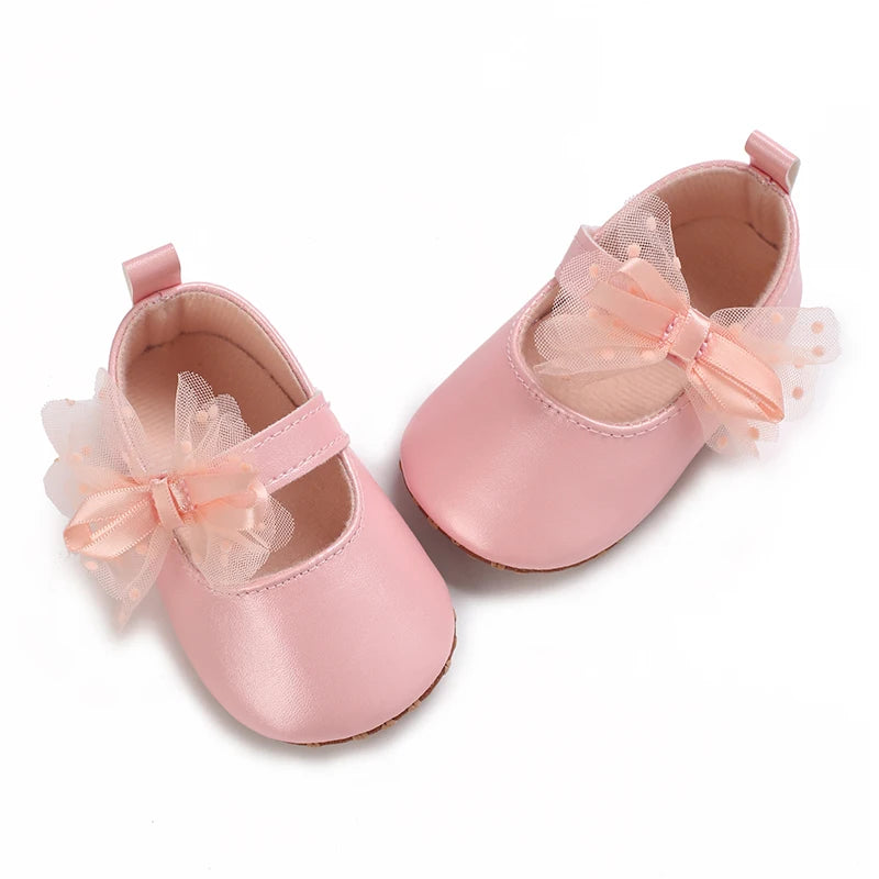 Cute Girl 0-18M Baby Shoes Pink Theme Bow Princess Shoes Spring and Autumn Soft Sole Lightweight Garden Shoes Casual Shoes