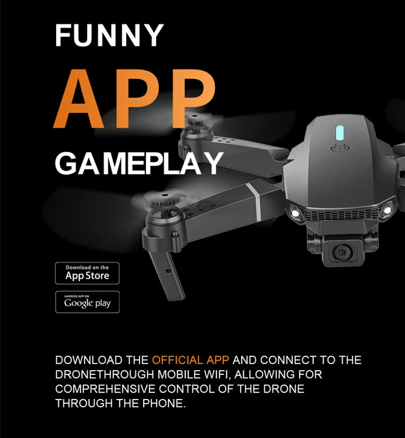 E88 ProIntelligent Folding Drone Supports single/Dual Camera Switching 4KPicture Quality+Wide-angle Shooting WiFiDirect Real-Tim