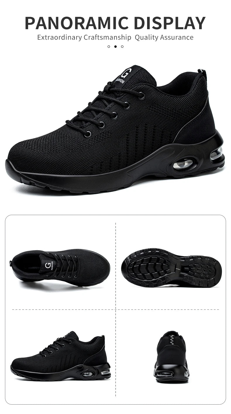 Air Cushion Work Safety Shoes For Men Women Breathable Work Sneakers Steel Toe Shoes Anti-puncture Safety Protective Shoe