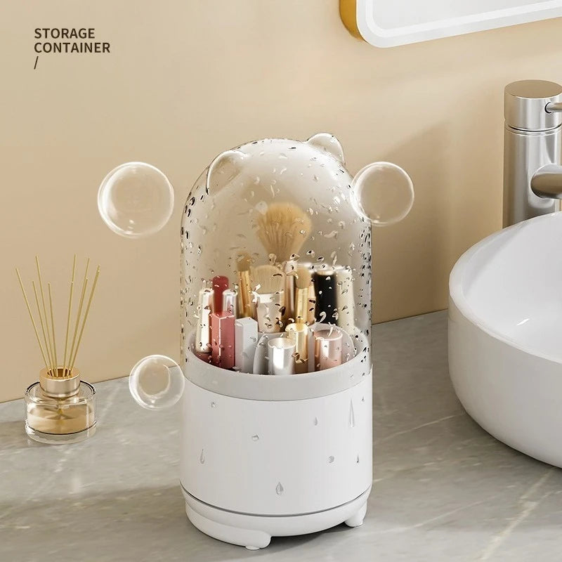 1pc Rotating Makeup Box, Detachable Box, Transparent Dust-proof Pen Holder, Eyeshadow Brush Holder, Lipstick Box, Desktop