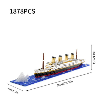 Micro particle building block assembly toy Titanic giant male and female puzzle cruise ship model children's toy
