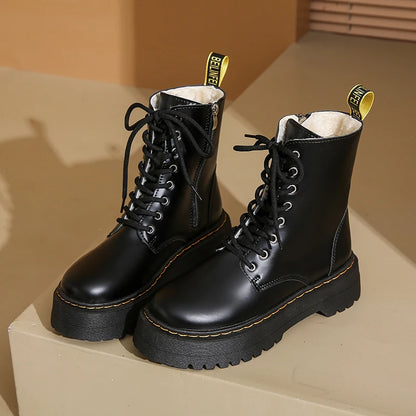 2025 New Women Boots Goth Casual Shoes Woman Leather Chelsea Classic Female Goth Shoes High Platform Boots Women Boots