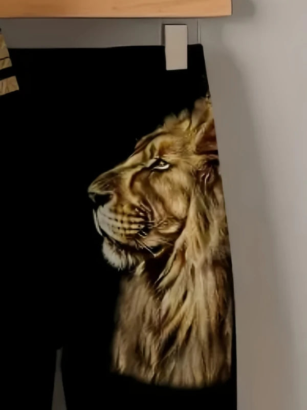 "Boys' Lion King Hoodie Set | 'The King' Bold Lion Print - Black Hooded Sweatshirt & Jogger Pants Two-Piece"