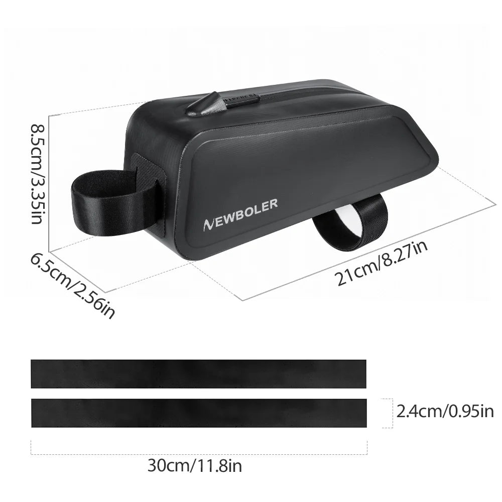 NEWBOLER Bike Bag 1.5L Portable Frame Front Tube Cycling Bag MTB Road Bicycle Pannier Bag Large Capacity EVA Cycling Bag