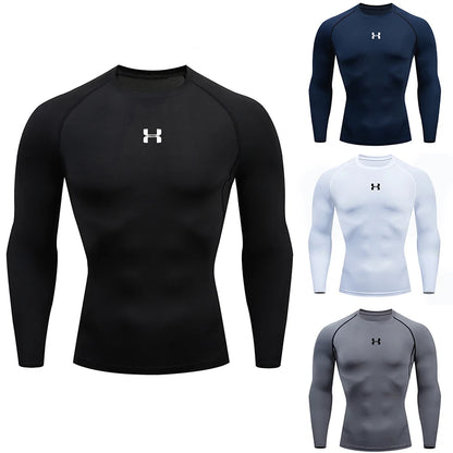 Men's Compression Long Sleeve Shirt Quick Dry Muscle Fit Athletic Top for Workout Training Bodybuilding Running Fitness Sports