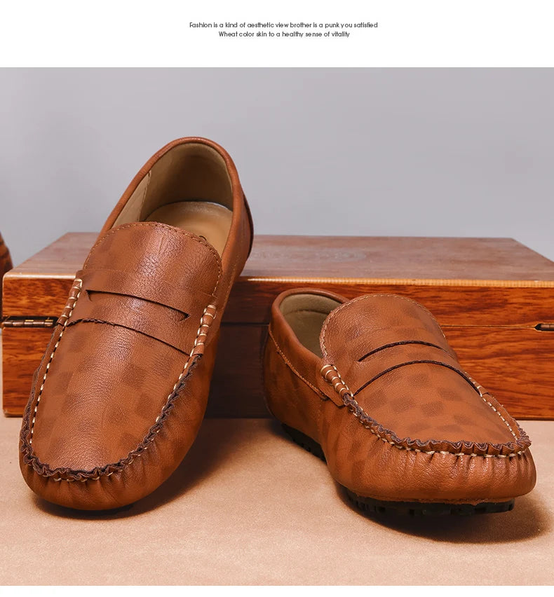 Men Shoes Casual Leather Mens Loafers Moccasins Designer Slip on Boat Shoes High Quality Chaussure Homme Plus Size 38-47