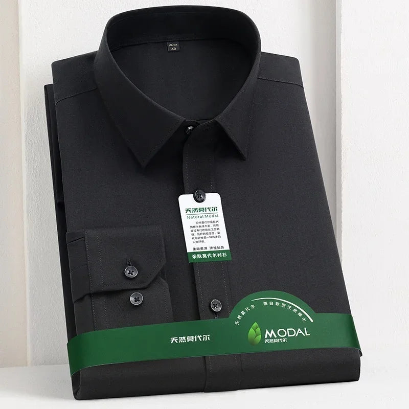 New Quality Anti-Wrinkle Men Shirt Long Sleeves Dress Shirts For Men Slim Fit Camisa Social Business Office White Shirt 5XL