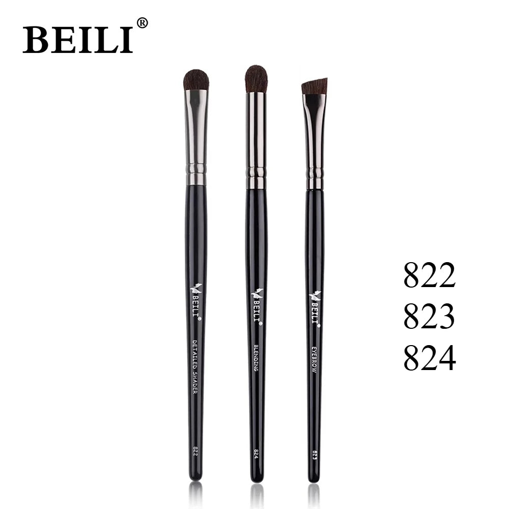 1 Set Of 4 Black Eye Detail Makeup Brushes Pony Hair Precision Eye Shadow Lying Silkworm Brightening Eyeliner Applicator Small