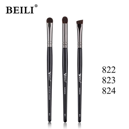 1 Set Of 4 Black Eye Detail Makeup Brushes Pony Hair Precision Eye Shadow Lying Silkworm Brightening Eyeliner Applicator Small
