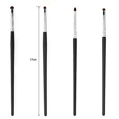 1 Set Of 4 Black Eye Detail Makeup Brushes Pony Hair Precision Eye Shadow Lying Silkworm Brightening Eyeliner Applicator Small