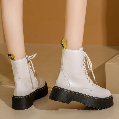 2025 New Women Boots Goth Casual Shoes Woman Leather Chelsea Classic Female Goth Shoes High Platform Boots Women Boots