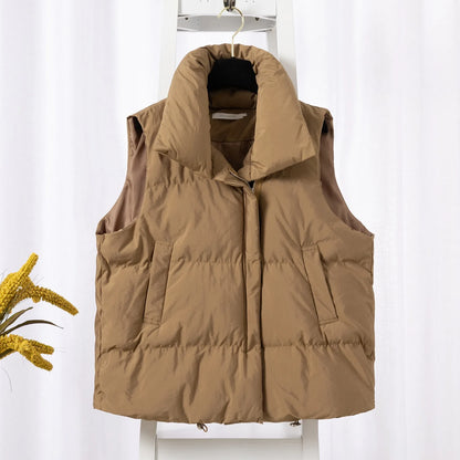 Autumn Winter Sleeveless Vest Women Keep Warm Puffer Jacket Stand Collar Harajuku Outwear Loose Fashion Padded Vest Korean Fall