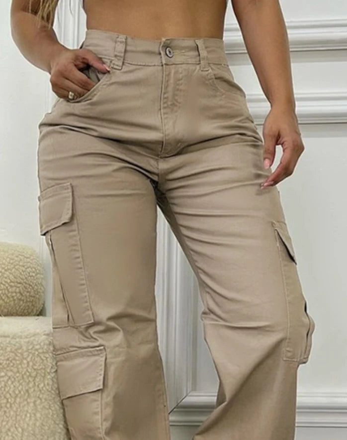 Women's Pants 2025 Spring Summer Fashionable Casual New Pants High Waist Pocket Design Cargo Pants Shipped Within 48 Hours