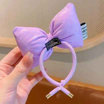 Large Bow Children Hair Rope Pink Red Princess Rubber Bands Headwear Baby Girl High Ponytail Holder Ropes Kids Hair Accessories