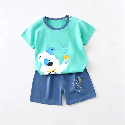 Kids Clothes Set Baby Boy/Girl T-Shirt + Shorts Summer Clothing Cotton Cartoon Casual Boys Tracksuit Children Baby Clothes Set