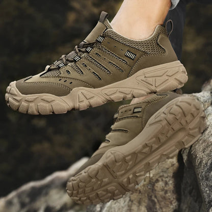 Retro Style Men's Outdoor Hiking Shoes Durable Waterproof Trekking Sneakers Non-Slip Sole Trainers Male Mountain Travel Footwear