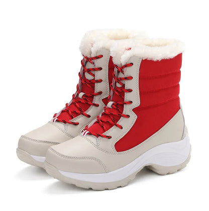 Women's Boots Women Heels Boots For Winter Shoes Woman Keep Warm Fur Botas Mujer 2025 Snow Boots Platform Shoes White Black Boot