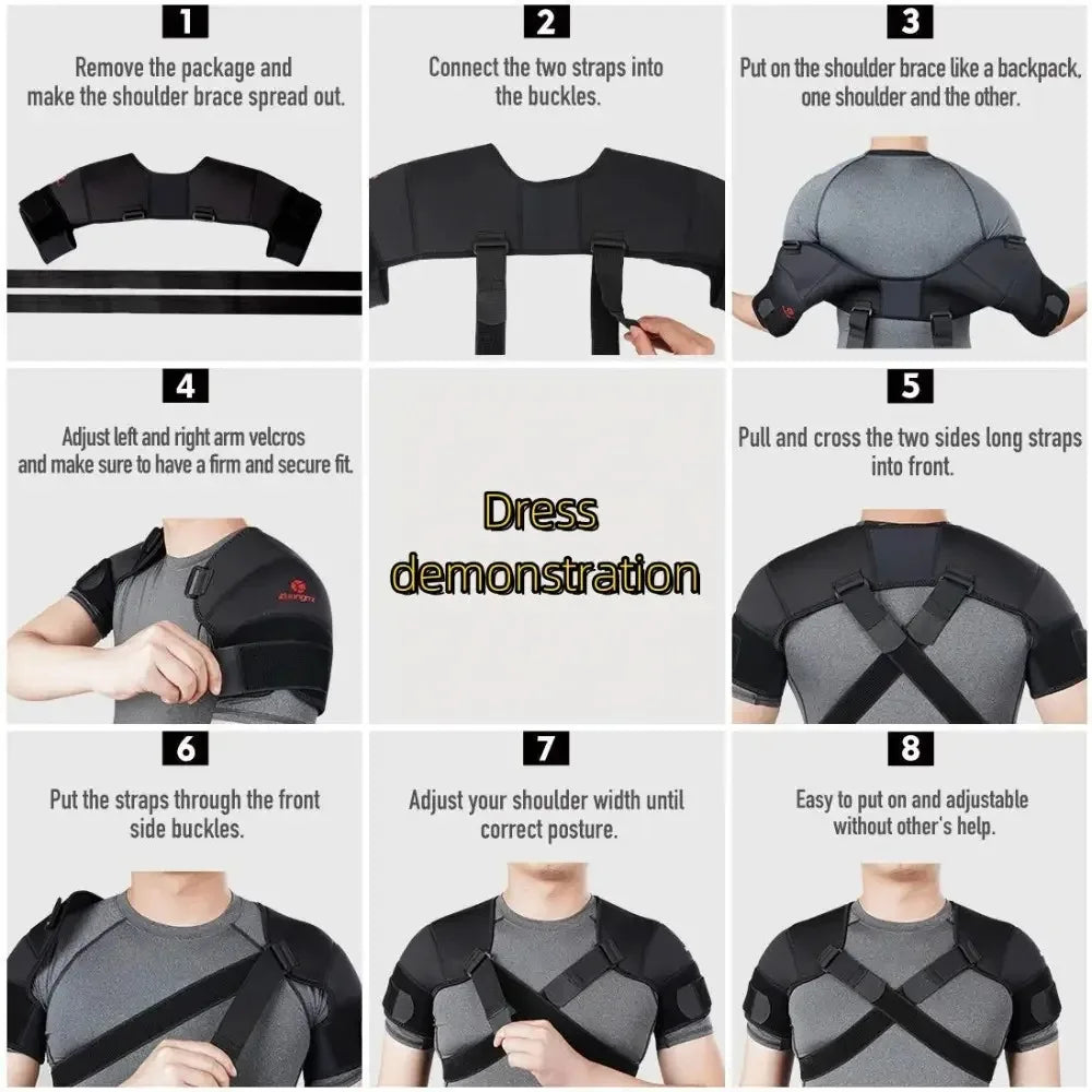 Adjustable Cross Shoulder Support Straps Polyester Fiber Hand Wash Only for Back Sports Shoulder Brace with Adjustable Straps