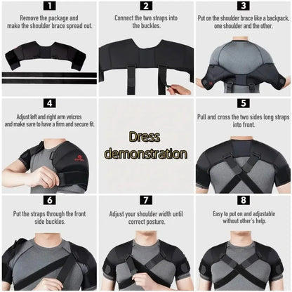 Adjustable Cross Shoulder Support Straps Polyester Fiber Hand Wash Only for Back Sports Shoulder Brace with Adjustable Straps