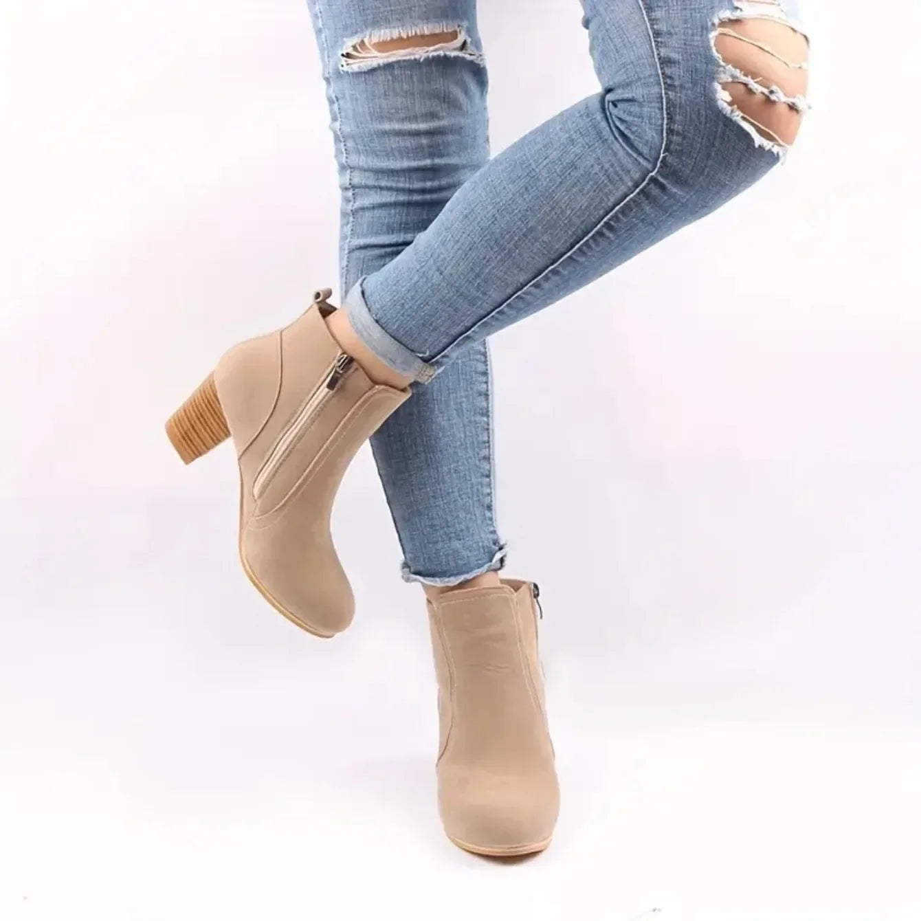 Woman Boots Autumn Winter Chunky Heels Zip Shoes for Women Luxury Fashion Chelsea Ankle Boots Women Fashion Comfortable Boots