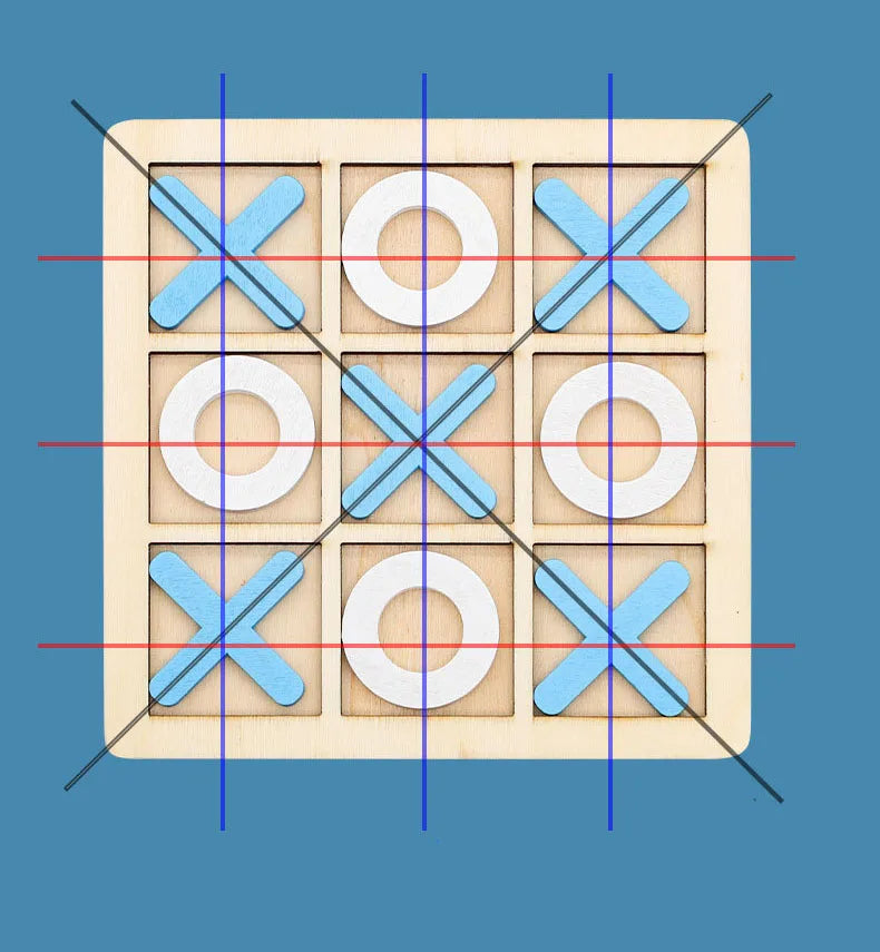 Montessori Chess Play Jigsaw Toy Game Wooden XO Tic Tac Toe Game Interaction Puzzles Training Brain Learning Early Education Toy
