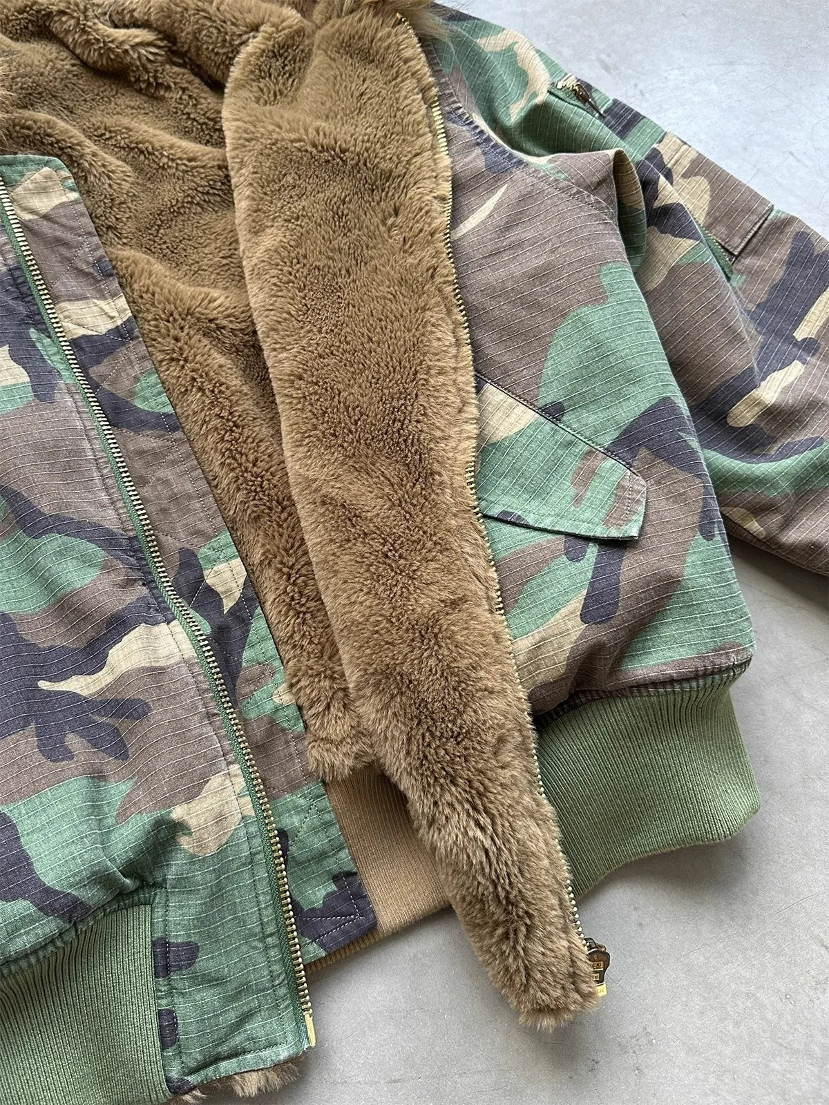 PFHQ Hooded Collar Camouflage Men's Cotton Jacket American Style Reversible Thickened Faux Rabbit Fur Coats Winter New 21P1794