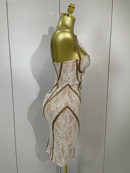 2025 New Women's Party Dress Original Design Camisole Lace Backless Evening Party Birthday Gowns Night Club Show Wear Vestido