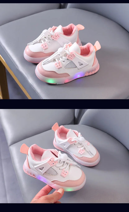 New Kid Shoes Fashion Versatile Comfort Boys Sneakers Breathable Non Slip Simple Casual Shoe LED Lightweight Classic Girls Shoe